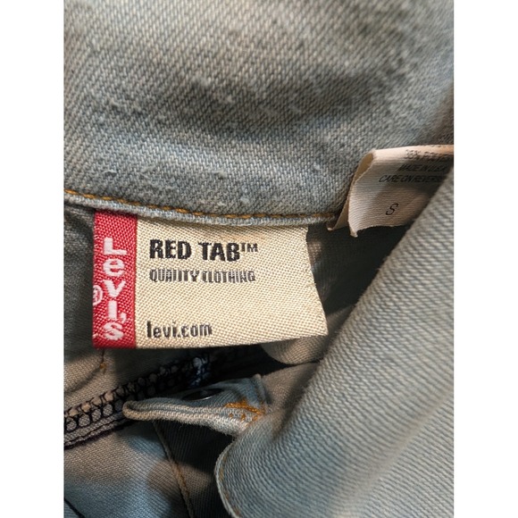 Levi's Red Tab Denim Jacket Light Wash Distressed  Made in USA Size S READ - Picture 7 of 10